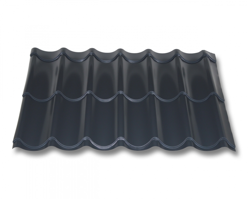 Dachziegelblech Ziegelblech Profil PS47/1060RT Stärke 0,50 mm Beschichtung 80 µm Material Stahl Farbe Anthrazitgrau Pfannenblech