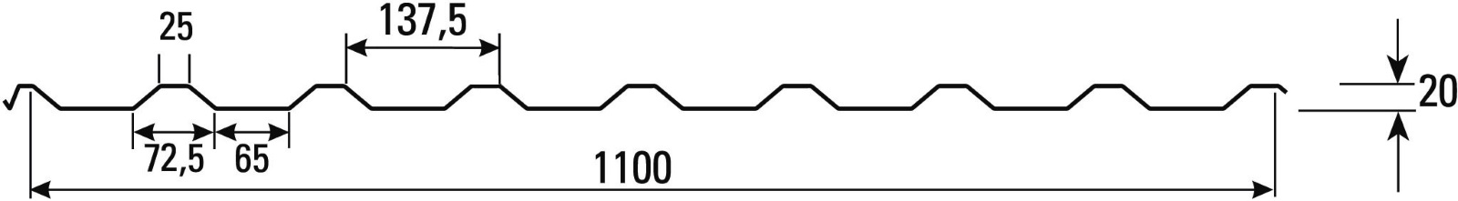 Querschnitt Trapezblech W20 Dachprofil