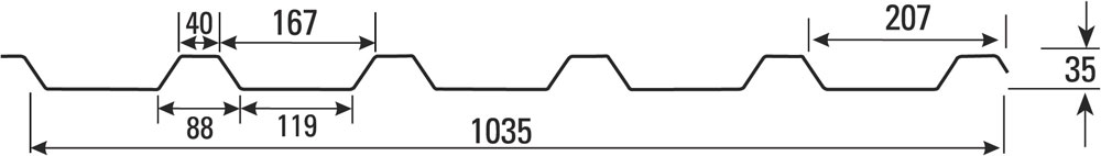 Querschnitt Trapezblech W35 Dachprofil